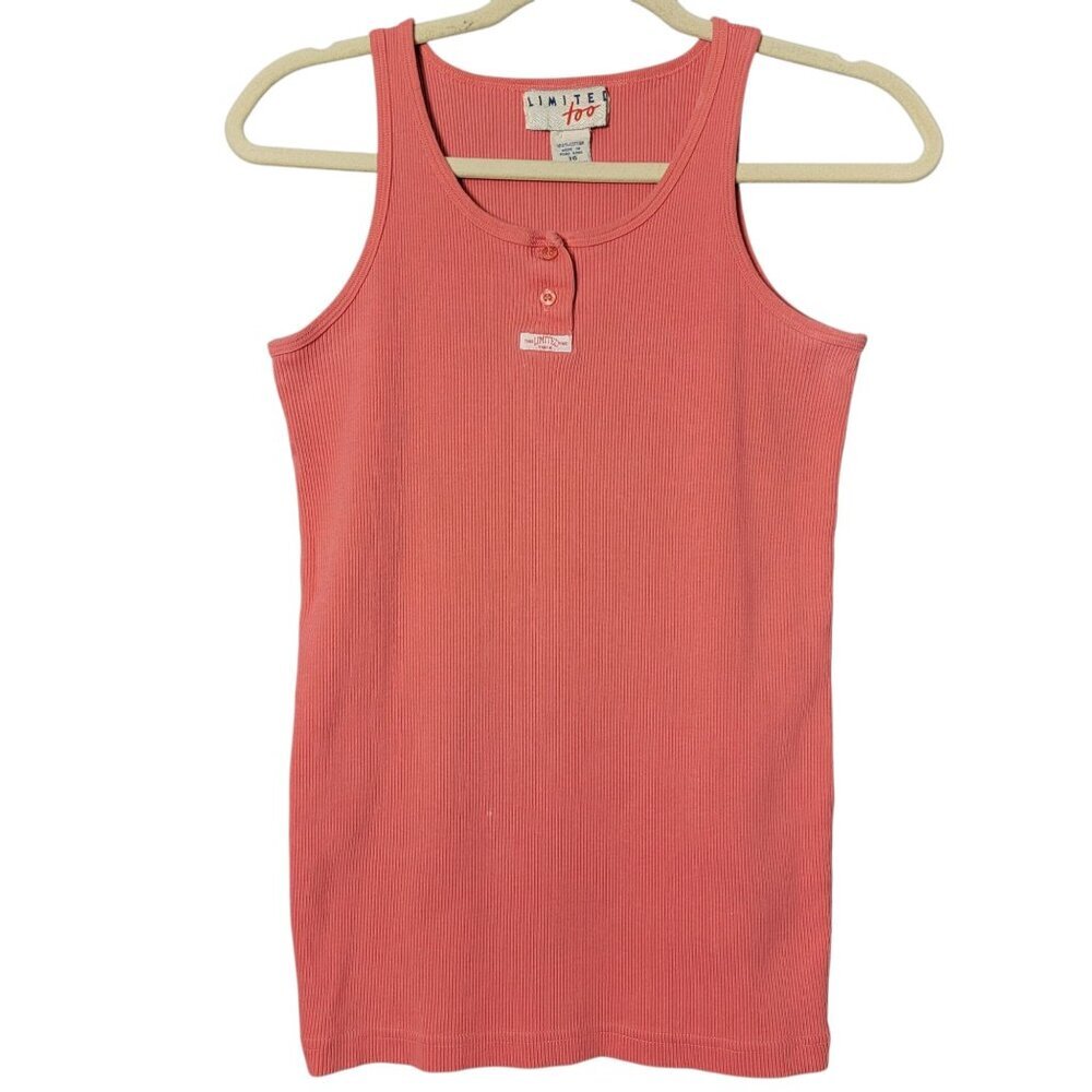 VTG Limited Too Tween Girls 90s Y2K Coral Coquette Cotton Ribbed Tank Size 16